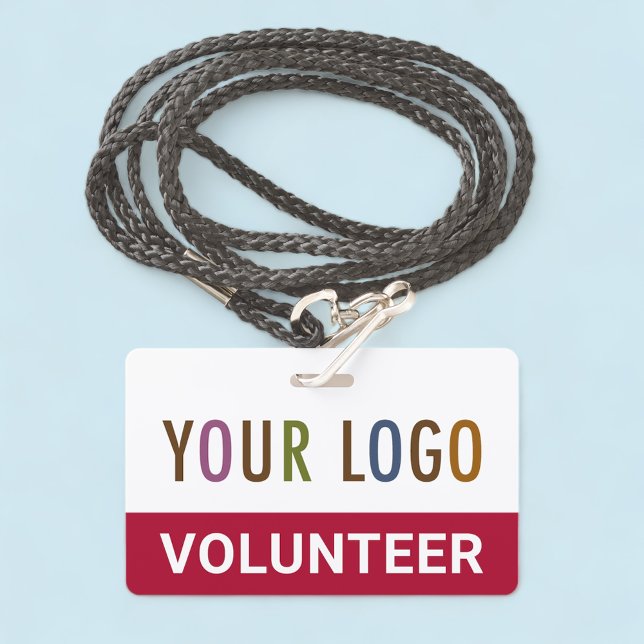Red Custom Volunteer Abzeichen Lanyard Event Team  Ausweis (MISOOK Horizontal Volunteer PVC Lanyard Badge with Logo)