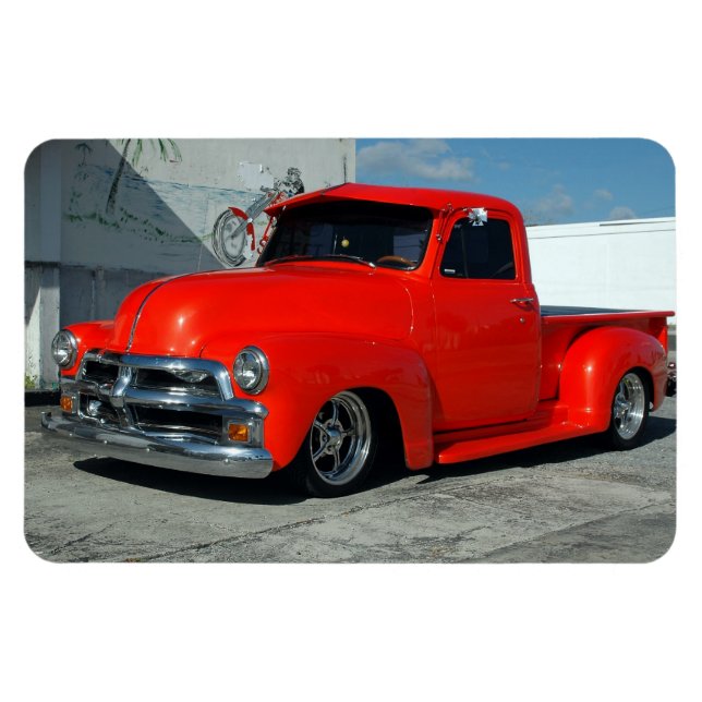 Red Customize Lieferwagen Truck Magnet (Horizontal)