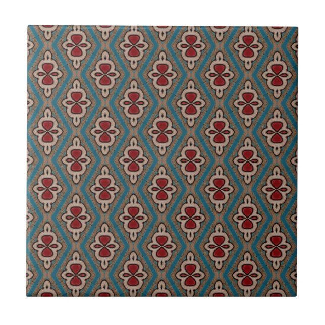 Red Cyan Copper Azulejos Tile Eleganname Fliese (Vorderseite)
