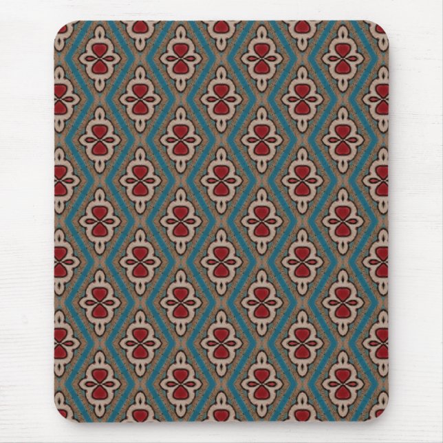 Red Cyan Copper Azulejos Tile Eleganname Mousepad (Vorne)