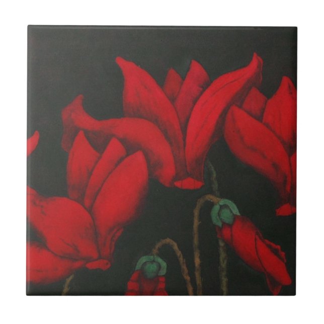 "Red Cyclaman" Kitchen Garden Keramik Tile Fliese (Vorderseite)