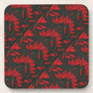 "Red Cyclaman Tiled Pattern" Floral Untersetzer Se