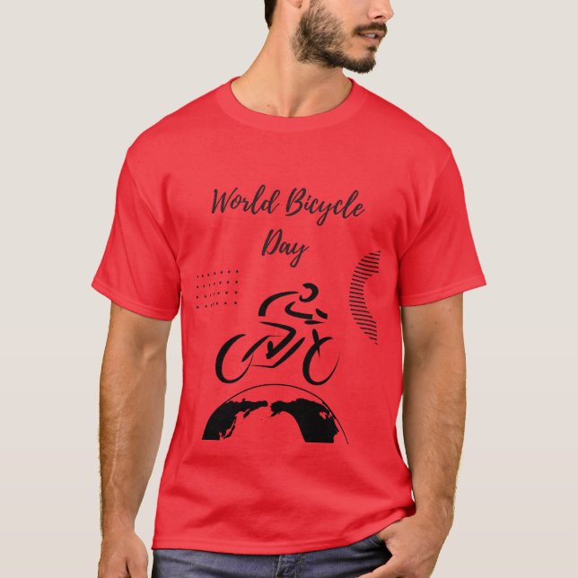 Red Cycling Enthusiast T - Shirt des Weltfahrradta (Vorderseite)