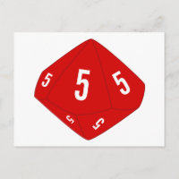 Red D10 Dice Tischnummer Postkarte