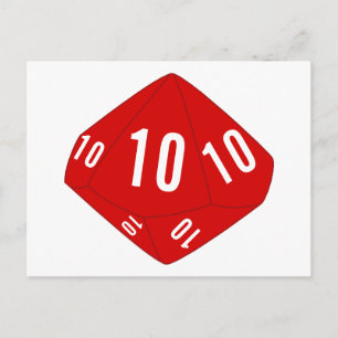 Red D10 Dice Tischnummer Postkarte