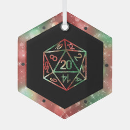 Red D20 Critmas | PNP Tabletop Role Player Diät Ornament Aus Glas