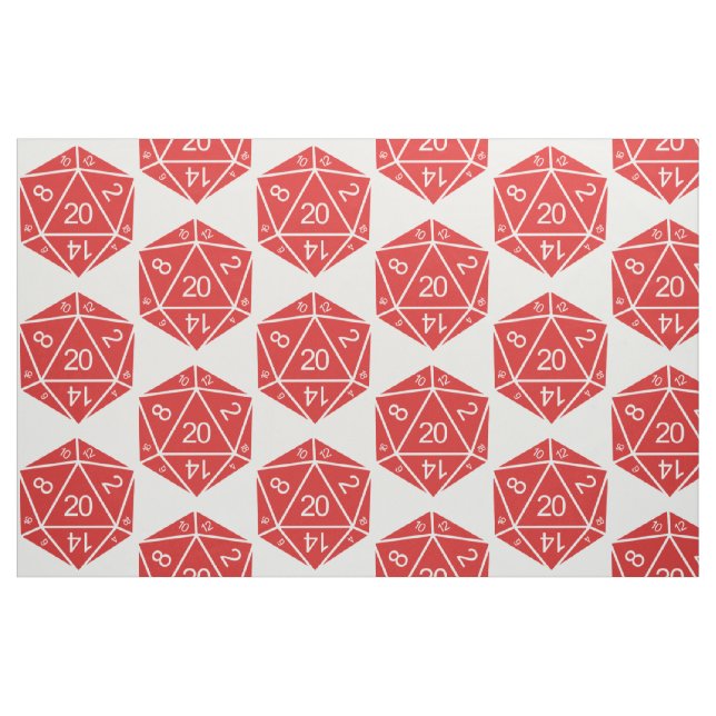Red D20 Dice Fabric Stoff (Fat Quarter (45,7 x 55,9 cm))