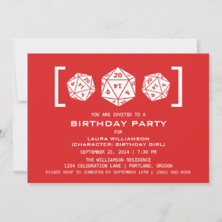 Red D20 Dice Gamer Geburtstagsparty Einladung