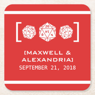 Red D20 Dice Gamer Paper-Untersetzer Rechteckiger Pappuntersetzer