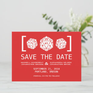 Red D20 Dice Gamer Save the Date einladen