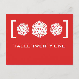 Red D20 Dice Gamer Tischnummer Postcard