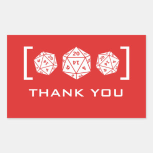 Red D20 Dice Gamer Vielen Dank, dass Sie Sticker h