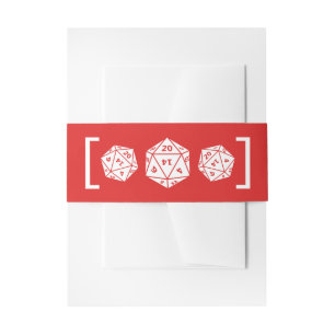 Red D20 Dice Gamer Wedding Belly Bands Einladungsbanderole