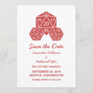 Red D20 Dice Save the Date einladen Einladung