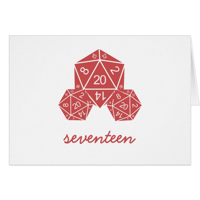 Red D20 Dice Tischnummer Card (Vorderseite (Horizontal))