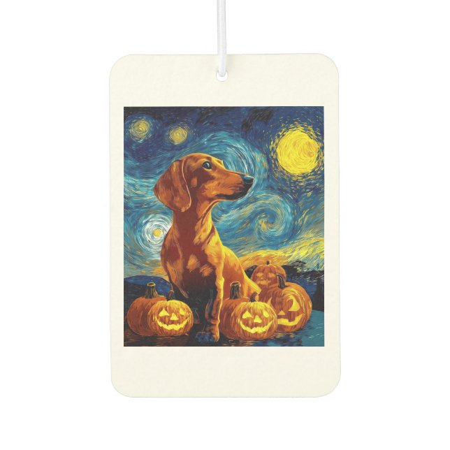 Red Dachshund of van gogh starry night halloween F Autolufterfrischer (Vorderseite)