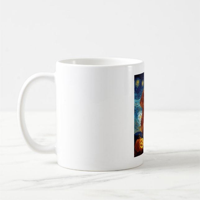Red Dachshund of van gogh starry night halloween F Kaffeetasse (Links)