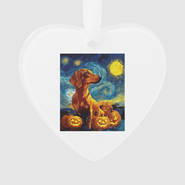 Red Dachshund of van gogh starry night halloween F Ornament (Vorderseite)