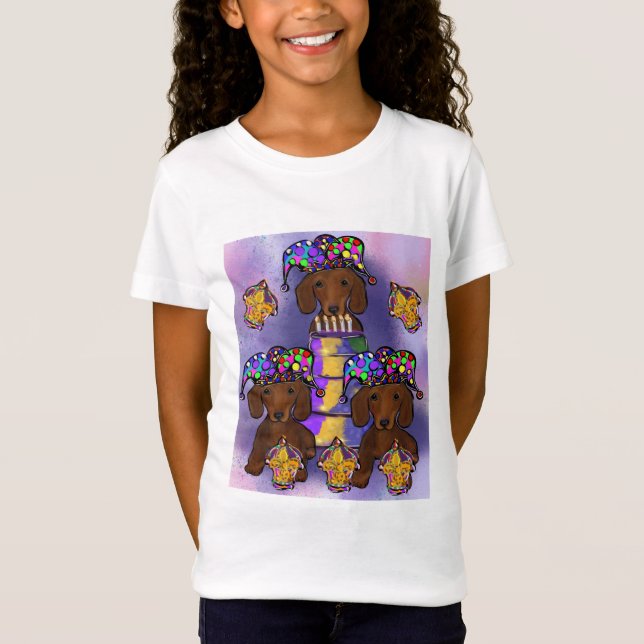 Red Dackel Mardi Gras T-Shirt (Vorderseite)