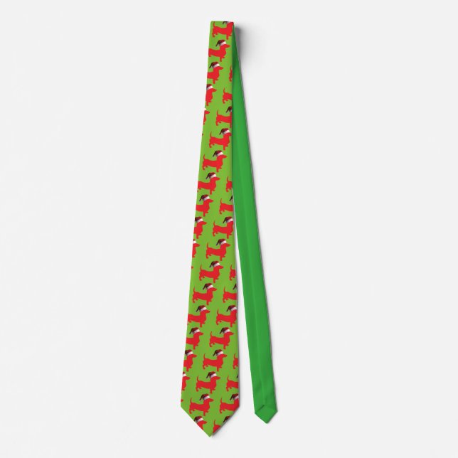 Red-Dackel - Und-Santa-Hat Krawatte (Vorderseite)