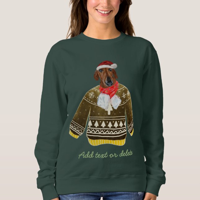 Red Dackel Weiner Ugly Christmas Dog Mama Sweatshirt (Vorderseite)