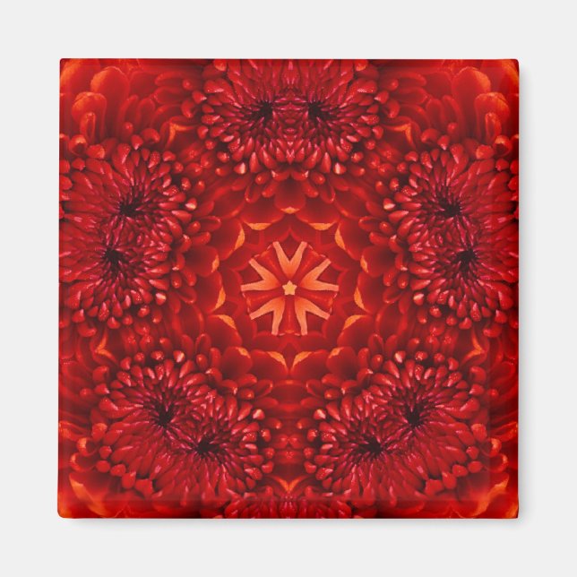 RED DAHLIA BLUME Abstrakt Magnet (Vorne)