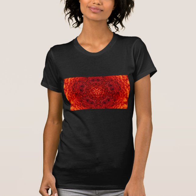 RED DAHLIA BLUME Abstrakt T-Shirt (Vorderseite)
