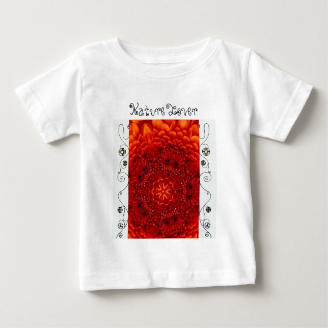 RED DAHLIA BLUME, Abstrakte Blumenlandschaft Lover Baby T-shirt (Vorderseite)