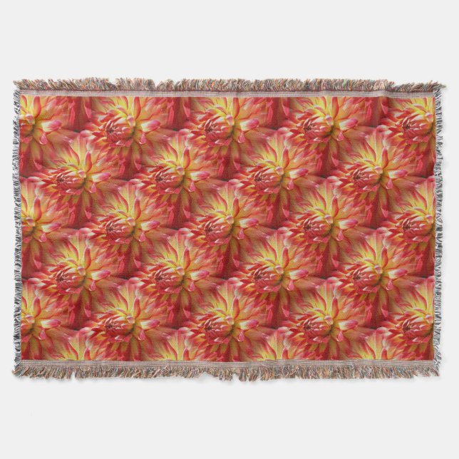 Red Dahlia Blume Art Pattern Decke (Vorderseite)