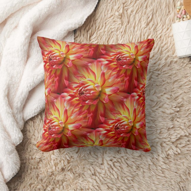 Red Dahlia Blume Muster Natur Kissen (Decke)