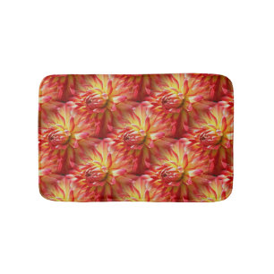 Red Dahlia Blume Nattern Muster Badematte
