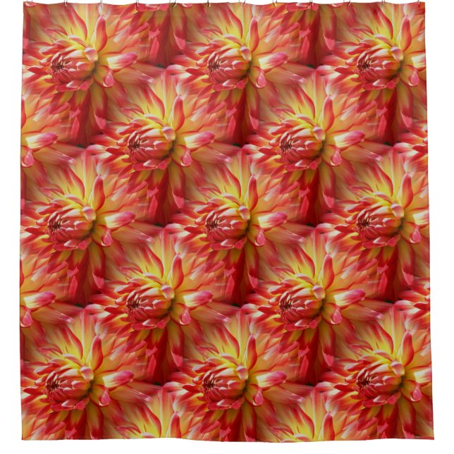 Red Dahlia Blume Nattern Muster Duschvorhang (Vorderseite)
