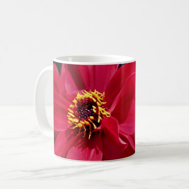 Red Dahlia Blume Personalisiert Kaffeetasse (Vorderseite Links)