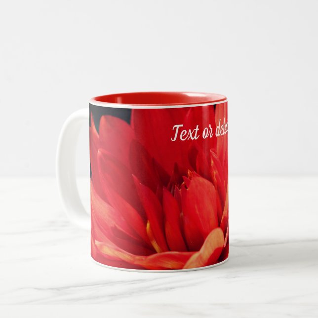 Red Dahlia Blume Personalisiert Zweifarbige Tasse (Vorderseite Links)