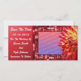 Red Dahlia Blume Wedding Foto Save The Date