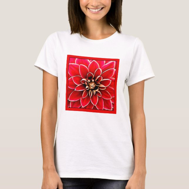 Red Dahlia, digitale Kunst T-Shirt (Vorderseite)