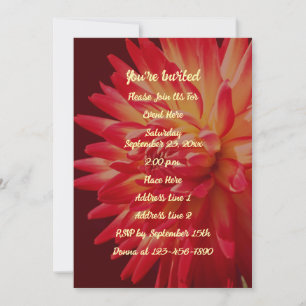 Red Dahlia Floral Elegantes Party Einladung