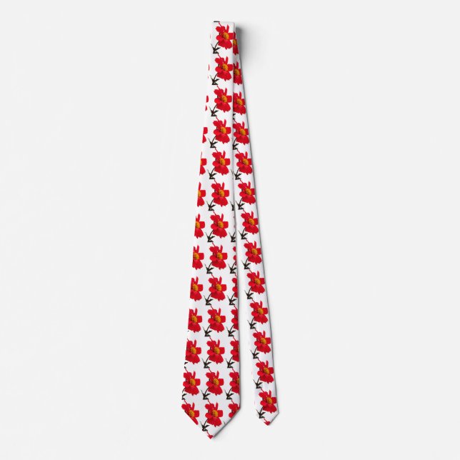 Red Dahlia Flower Tie Krawatte (Vorderseite)