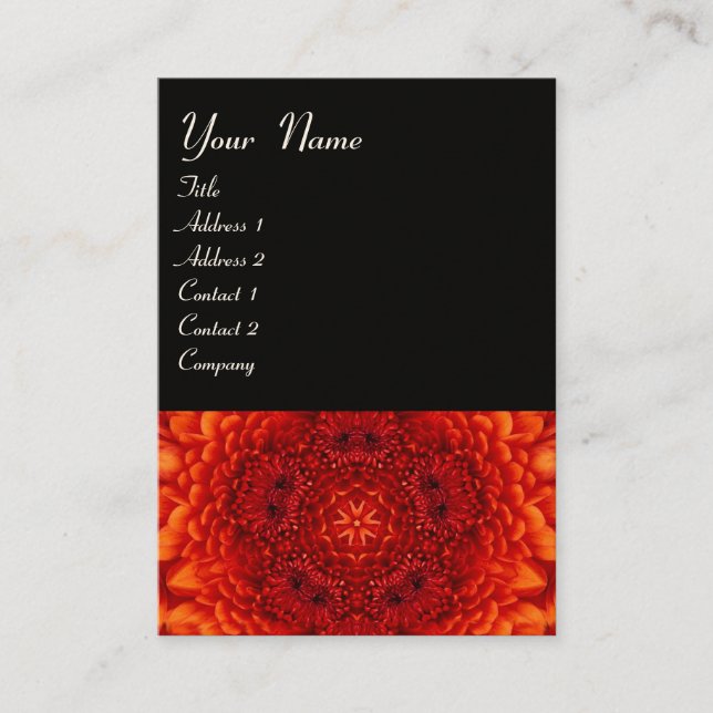 RED DAHLIA MONOGRAM, rot Schwarz-weiß Visitenkarte (Vorderseite)