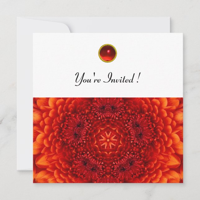 RED DAHLIA, RUBY, hell Schwarz-weiß Einladung (Vorderseite)