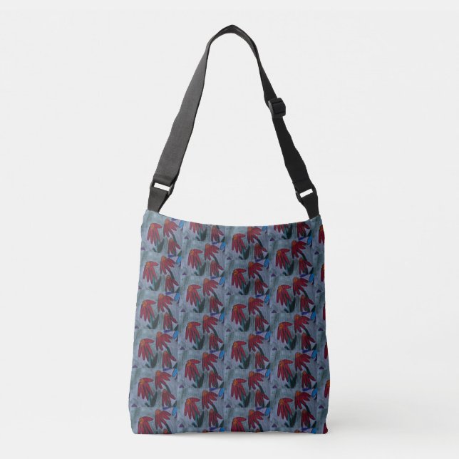 Red Daisies Crossbody Bag Tragetaschen Mit Langen Trägern (Vorderseite)