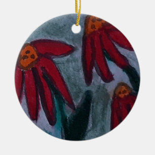 Red Daisies Keramik Ornament