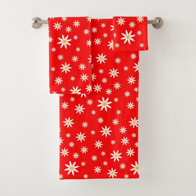 Red Daisy Bath Handtuch Set (Insitu)
