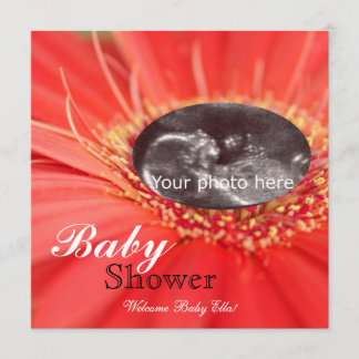 Red Daisy Blume Child Sonogram Baby Dusche Einladu Einladung
