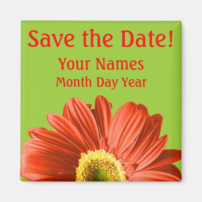 Red Daisy Blume Save the Date Custom Magnet (Vorne)