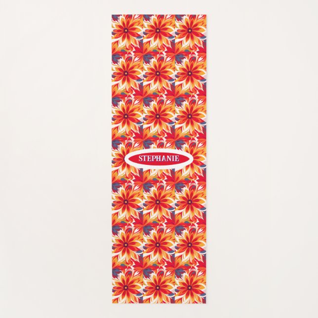 Red Daisy BOHO Modern Tile Yogamatte (Vorderseite)