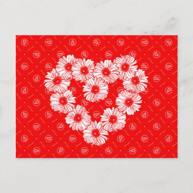Red Daisy Chain Heart Postkarte (Vorderseite)