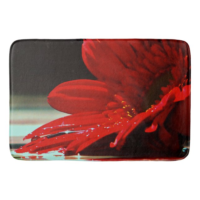 Red Daisy Gerbera Blume Badematte (Vorderseite)