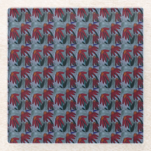 Red Daisy Glass Untersetzer (Vorderseite)