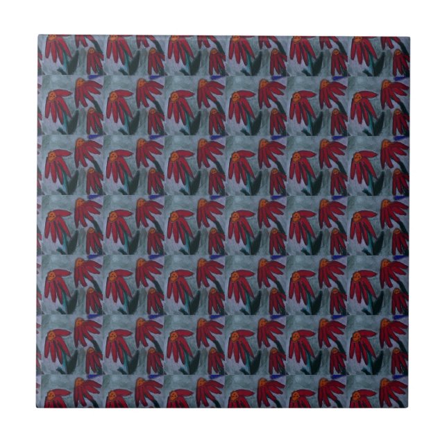 Red Daisy Keramik Tile Fliese (Vorderseite)